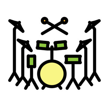 Drum Set Vector Filled Icon Design