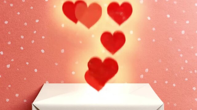 Decorated envelope with happy valentine's day text on a dotted red background