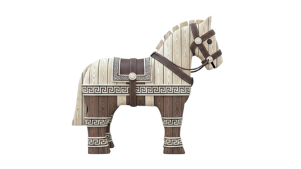 Wooden Trojan Horse with Greek Key Pattern