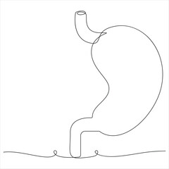 One continuous line drawing of stomach organ human gastrointestinal line art vector illustration