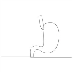One continuous line drawing of stomach organ human gastrointestinal line art vector illustration