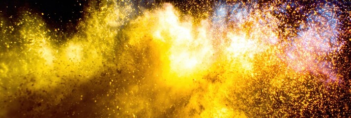 Dynamic fire and smoke overlay with glowing embers and a cloud of particles creating a dramatic, fiery backdrop in Iris Dream and Buttercup Bloom colors for impactful design elements