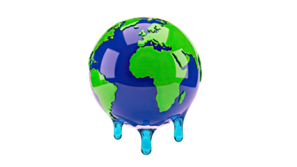Melting Earth Globe with Blue Drips
