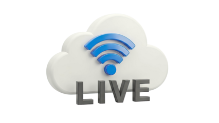 Cloud Live Streaming with Wi-Fi Symbol