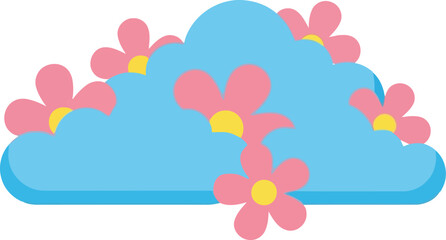 Women's Day Floral Cloud Illustration &ndash; Pink Flowers and Blue Cloud Vector for Feminine Spring Designs