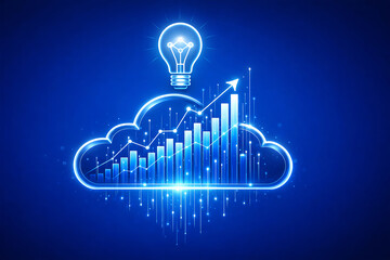 Cloud Computing with Data Growth and Lightbulb Concept