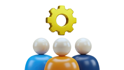 Teamwork and Collaboration Concept with Gear Icon