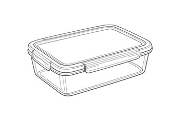 Contour line drawing of food container on a transparent background.