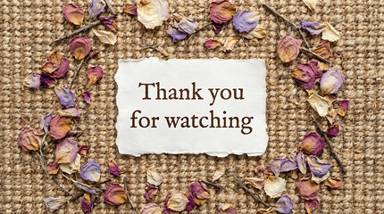 Thank You For Watching Message with Dried Petals.