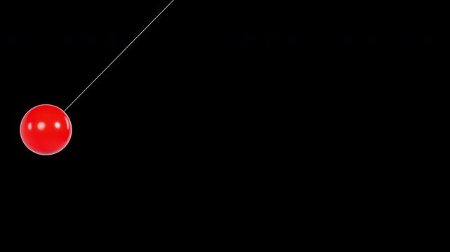 Red Glossy Sphere Pendulum Swinging - Seamless Loop 3D Animation