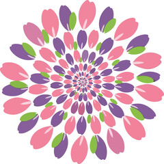 Fototapeta premium Vibrant Floral Mandala Pattern for International Women's Day Celebration, Pink and Purple Petals Design