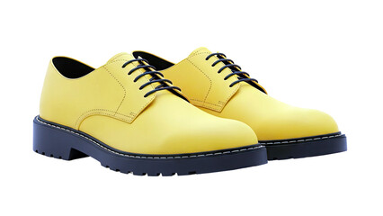 Yellow Lace-Up Derby Shoes with Chunky Black Sole