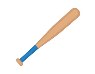 A flat-colored, stylized illustration of a baseball bat in a slightly angled position. It has a blue handle and is on a white background