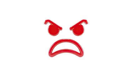 3D Red Angry Emoji Face Icon