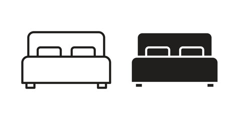Bed icons on white background - editable stroke vector illustration for web and mobile