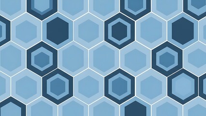 Seamless Geometric Hexagonal Tile Pattern in Shades of Blue for Backgrounds