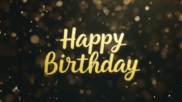 Golden Background with Happy Birthday Text in 4K