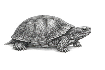 Obraz premium Detailed Pencil Drawing of Turtle on transparent background artwork