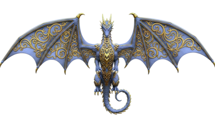 Ornate Grey and Gold Dragon