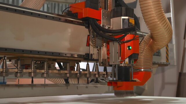 Automated Tool Swapping System Efficiently Manages Router Bits During Rapid Panel Manufacturing Processes . Media