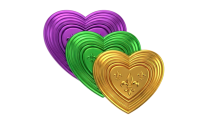 Mardi Gras Heart Decorations with Fleur-de-lis