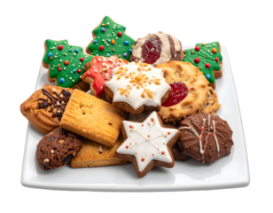 Assorted cookies on white plate