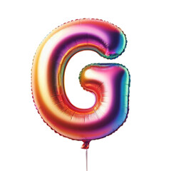 3D Iridescent Rainbow Foil Balloon Letter G Isolated on White Background