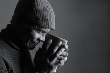 praying to god with hands showing his religious faith with God Caribbean man praying with black background with people stock photo stock image
