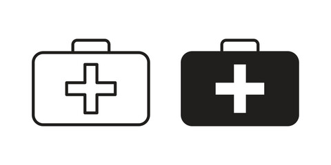 Obraz premium Doctor bag icons on white background - editable stroke vector illustration for web and mobile