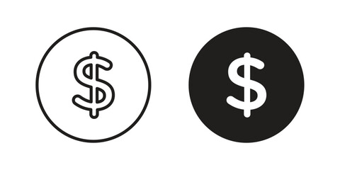 Obraz premium Dollar icons on white background - editable stroke vector illustration for web and mobile