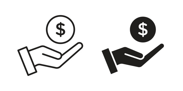 Earning icons on white background - editable stroke vector illustration for web and mobile