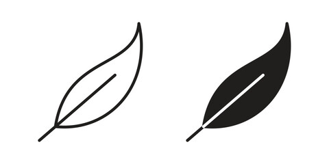 Feather icons on white background - editable stroke vector illustration for web and mobile