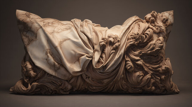 A marble sculpture of flowing fabric with intricate details, showcasing a sense of timeless elegance and artistry. 