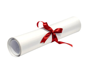 Rolled diploma with red ribbon