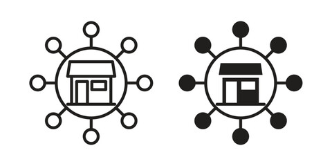 Franchise icons on white background - editable stroke vector illustration for web and mobile