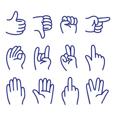 Obraz premium Cartoon Hand Gesture Icon Set