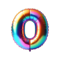 3D Iridescent Rainbow Foil Balloon Letter O Isolated on White Background