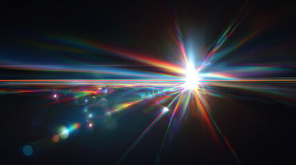 Bright beam of light, with vibrant flares emanating outwards, creating a captivating display