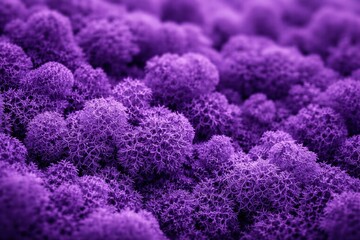 Macro view of vibrant purple abstract textured surface resembling fluffy coral or fantasy landscape