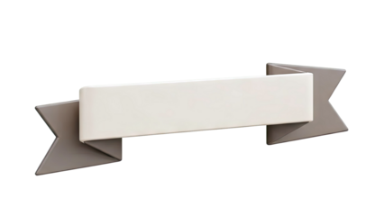 3D Beige and Brown Ribbon Banner with Copy Space