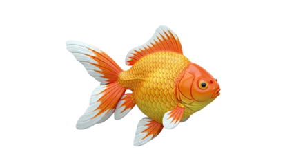 Orange and White Fantail Goldfish 3D Render