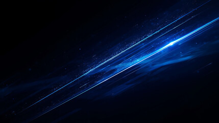 Blue light streaks across dark space with stars and glowing trail