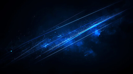 blue light streaks across dark space with stars and clouds  celestial scene