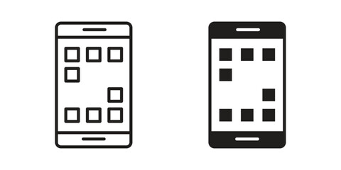 Mobile notch icons on white background - editable stroke vector illustration for web and mobile © ramsey