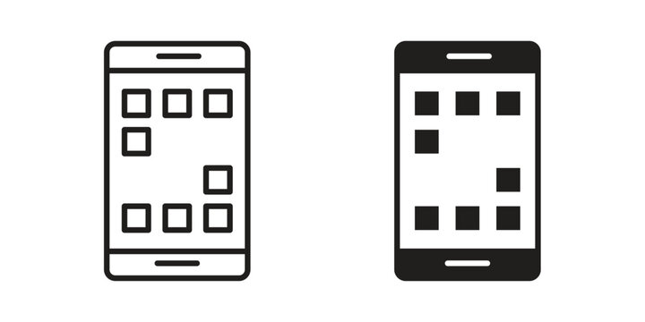 Mobile notch icons on white background - editable stroke vector illustration for web and mobile