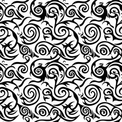 Fototapeta premium Abstract Black and White Tribal Swirl Pattern Seamless Vector Illustration