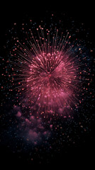 Beautiful of purple fire works look amazing , black background , epic celebration image.