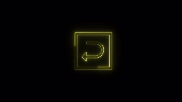 Return Icon Neon Animation, Glowing Back Arrow Loop Symbol