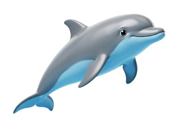 Fototapeta premium Smiling Gray and Blue Dolphin Isolated on White Background
