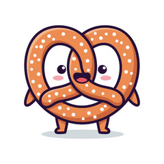 Adorable Cartoon Pretzel Character Illustration